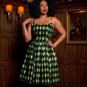 Pinup Girl Clothing Slytherin Jenny Harlequin Dress